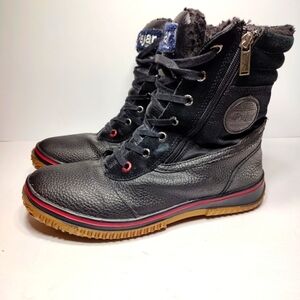 Pajar Canada trooper Waterproof Winter Fur Lined Black Red Men's Boot Sz 11-11.5